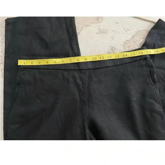Eileen Fisher Black Linen High Rise Ankle Wide Leg Pants Flat Front Size Medium - Picture 7 of 10